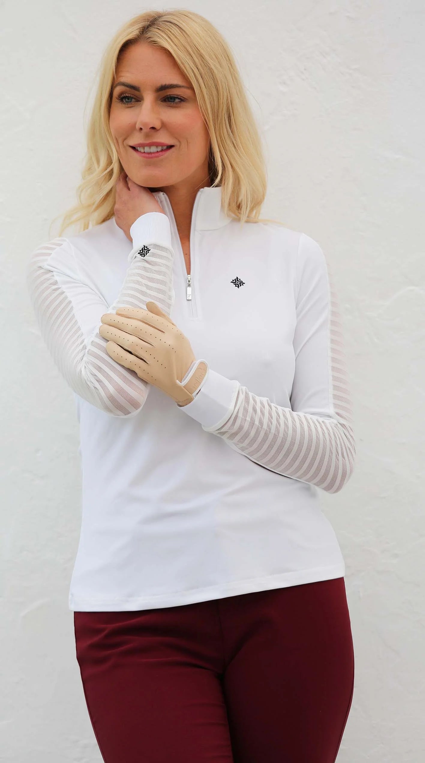 LADDER Design / Sheer Long Sleeve Golf Shirt - WHITE