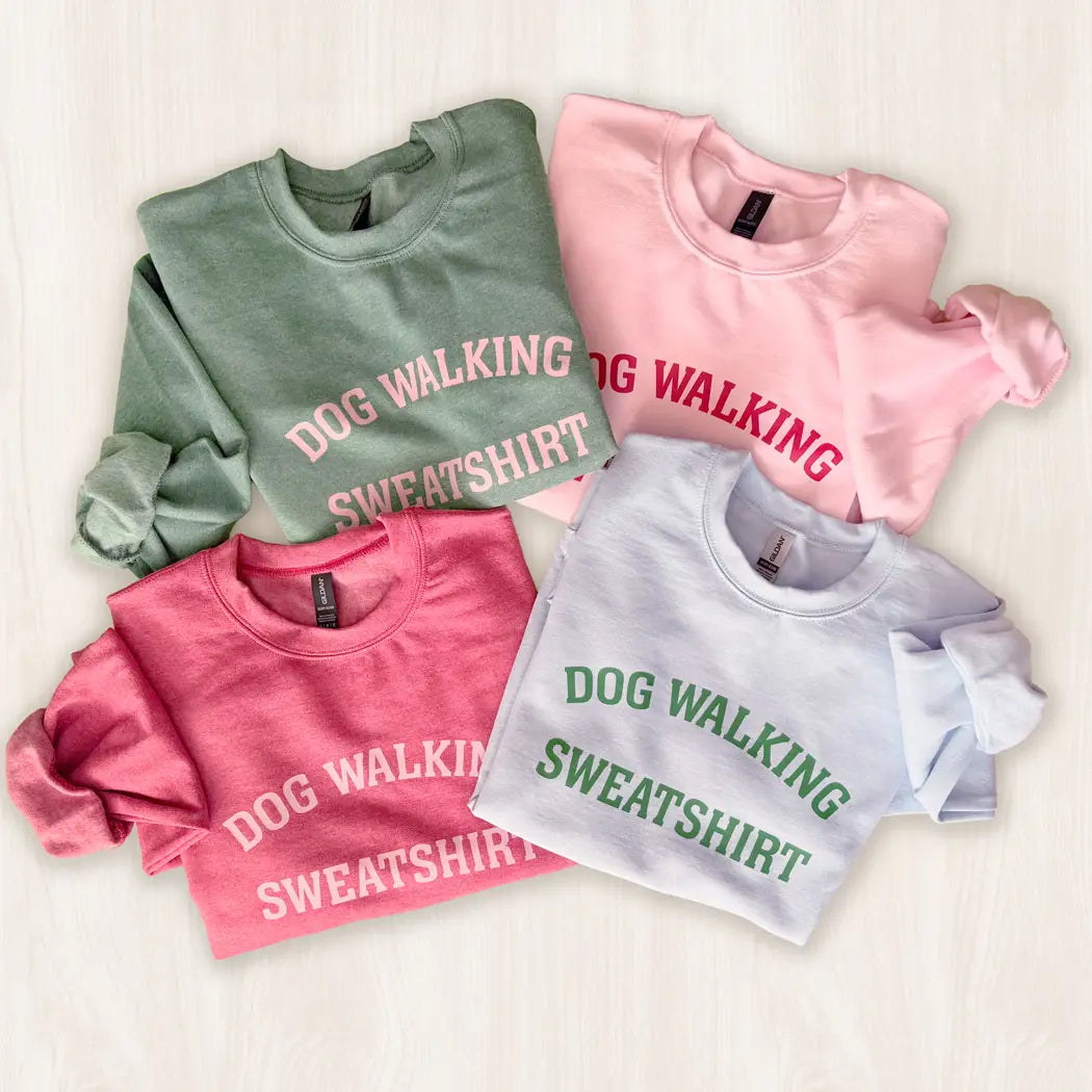 Dog Walking Crewneck Sweatshirt - Heather Dark Red