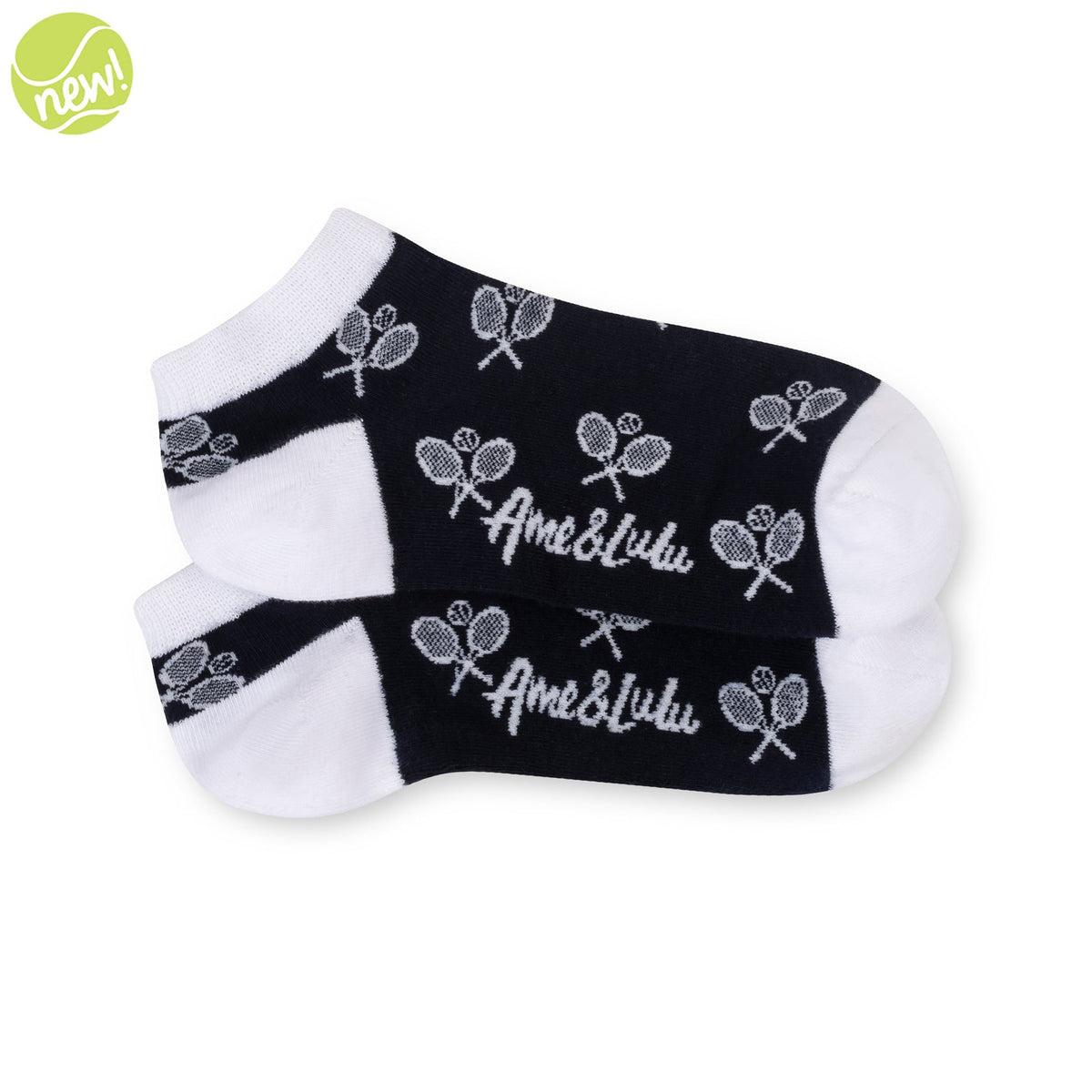 Ame & Lulu Navy Racquets Meet Your Match Socks