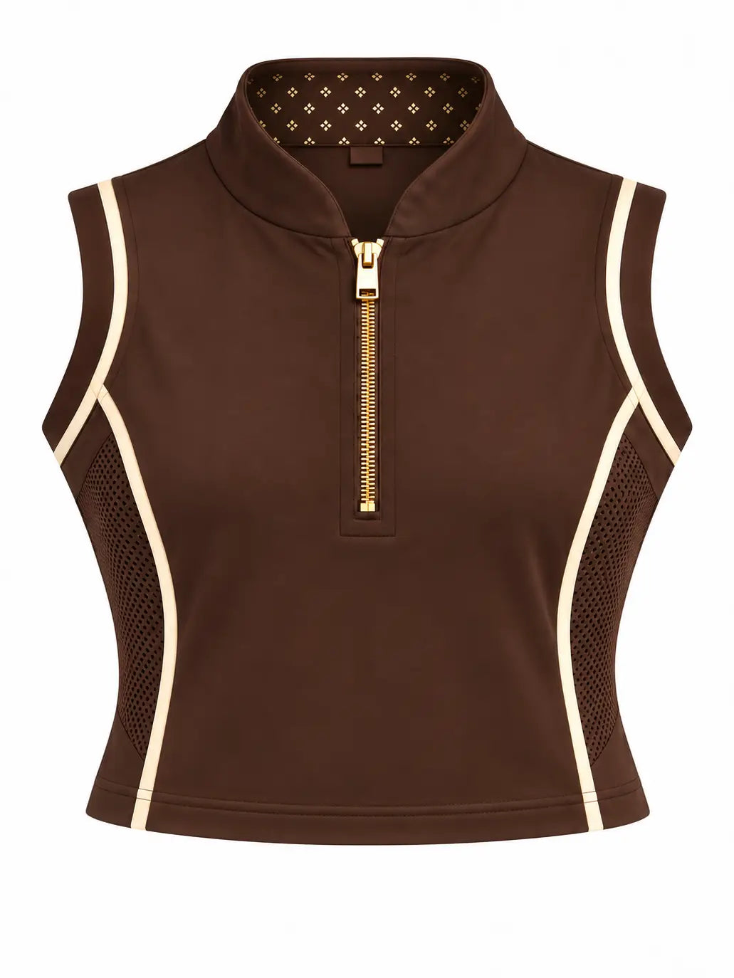 Camille Sleeveless Polo (Chocolate / Ivory)
