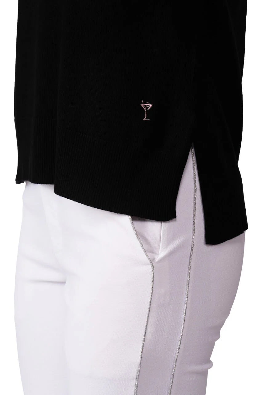Relaxed Fit Crew Neck Sweater - Black