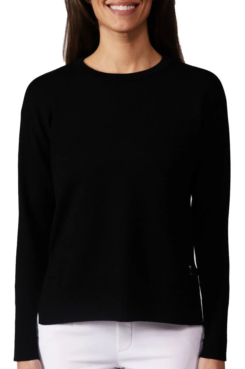 Relaxed Fit Crew Neck Sweater - Black