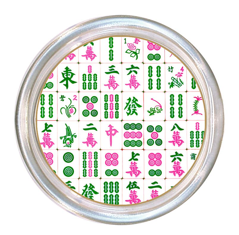 Marye-Kelley - Pink and Green Mahjong Coaster