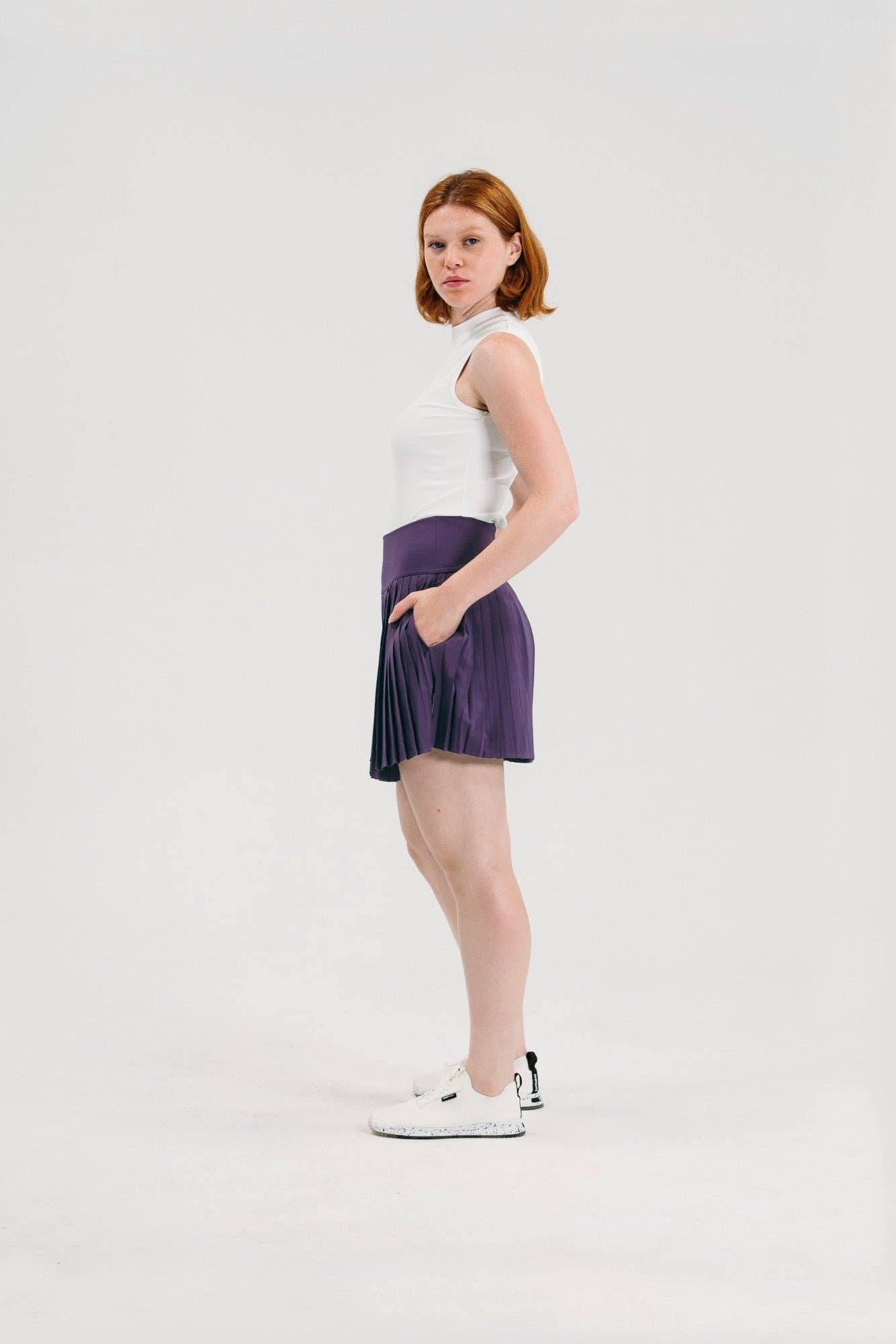 Foray Golf - Pleated Performance Skirt: Plum / S