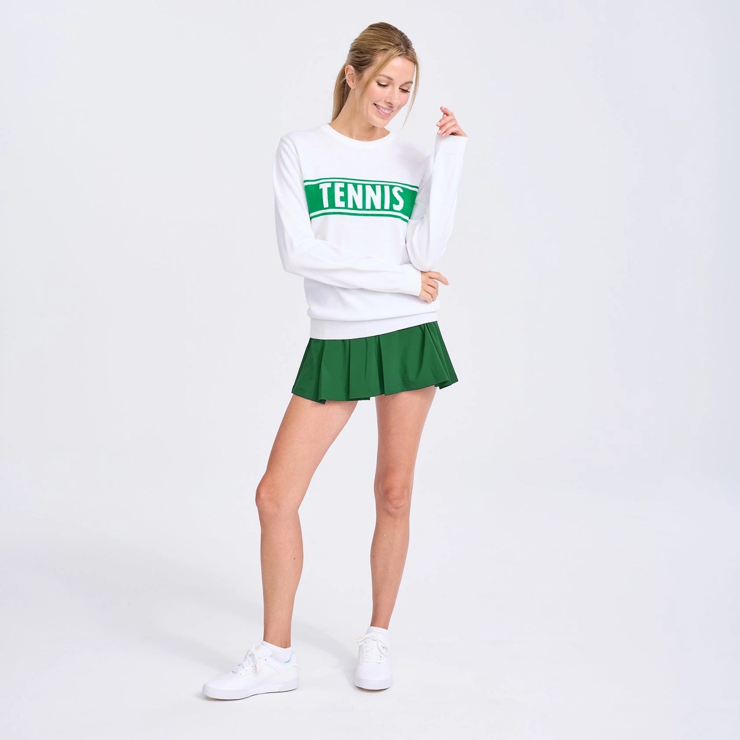 White Green Tennis Club Sport Sweater