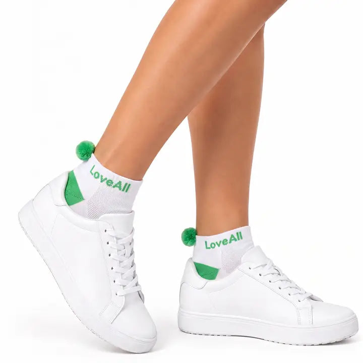 Love All Tennis Pom Pom Socks