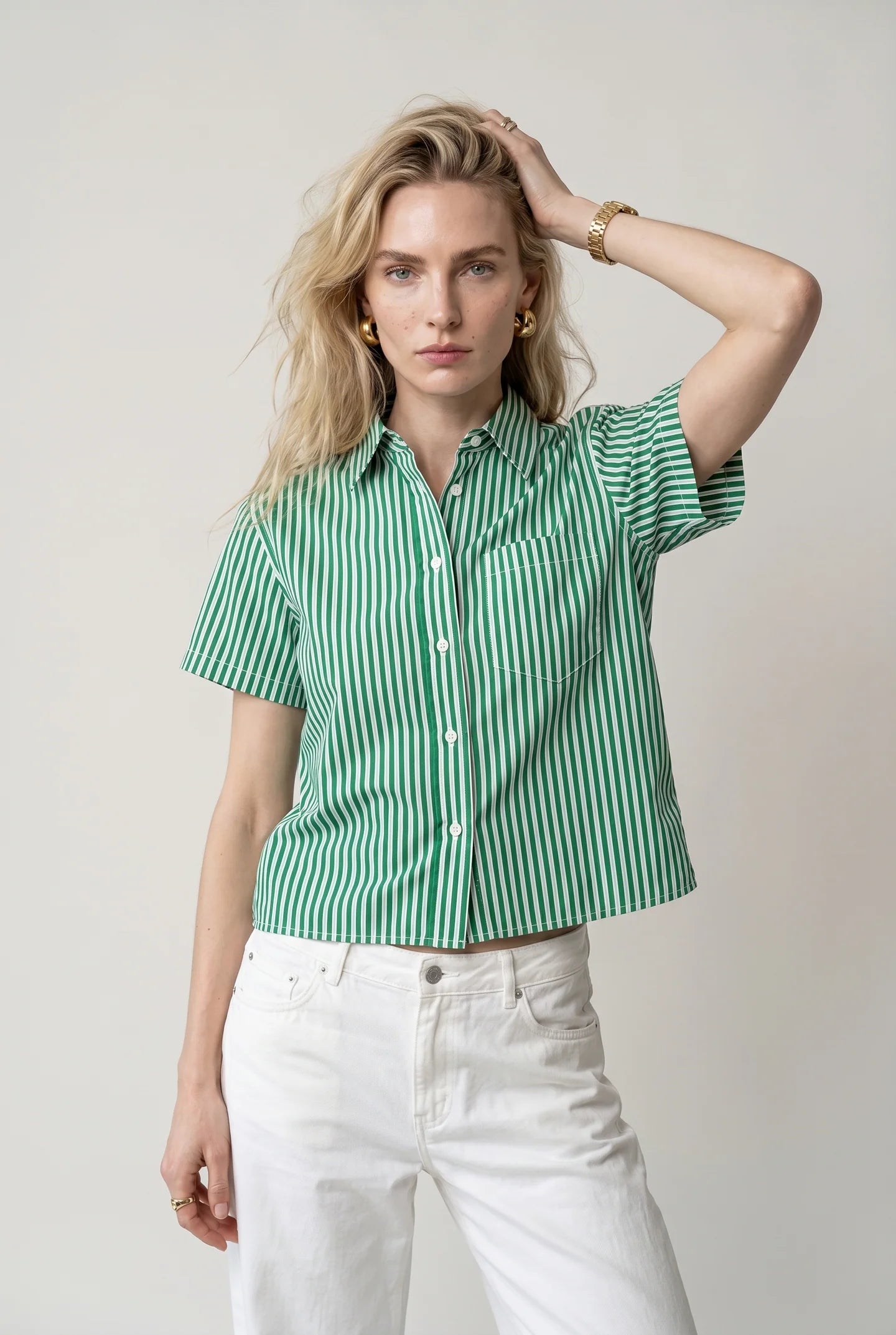The Boxy Short Sleeve Cropped Shirt