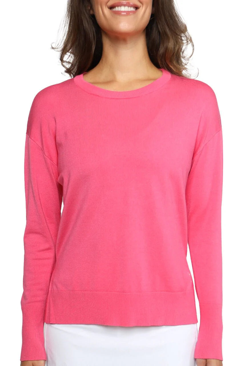 Relaxed Fit Crew Neck Sweater - Hot Pink