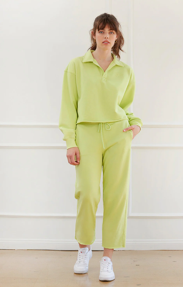 Phoenix Cropped Straight-Cut Sweatpants - Lime