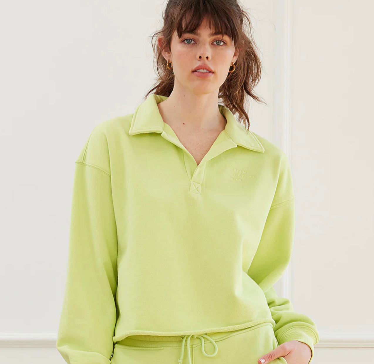 Cropped Polo Pullover Lime