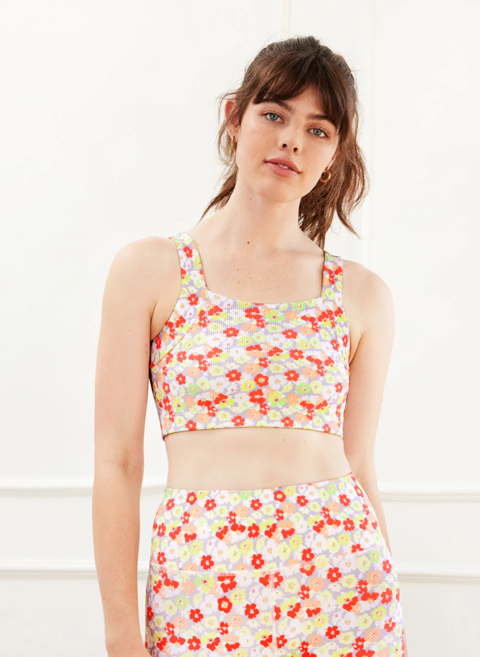 Casey Square Neck Sports Bra - Ditsy Floral