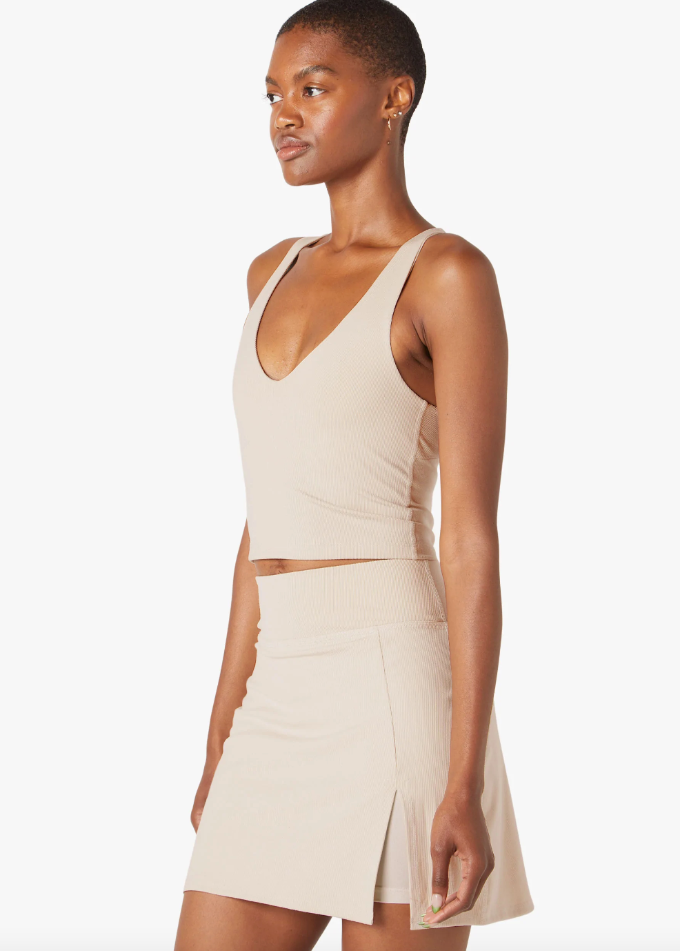 Heather Rib Hold Court Skirt - Cream Heather