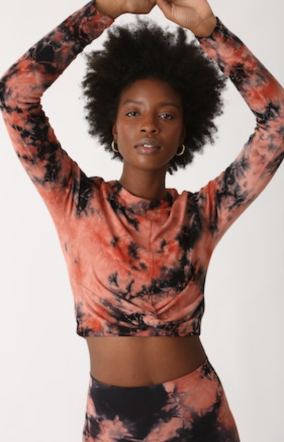 Harlow Twist Tee-Epic (Ribbed) - Amber/Onyx