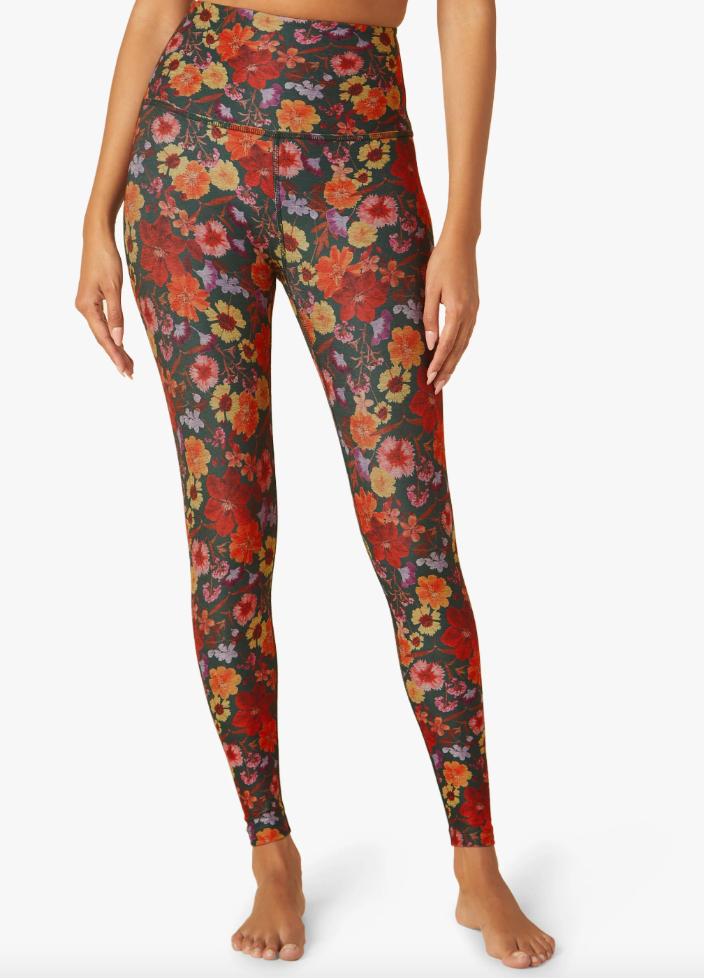 SoftMark High Waisted Midi Legging - Pressed Flowers