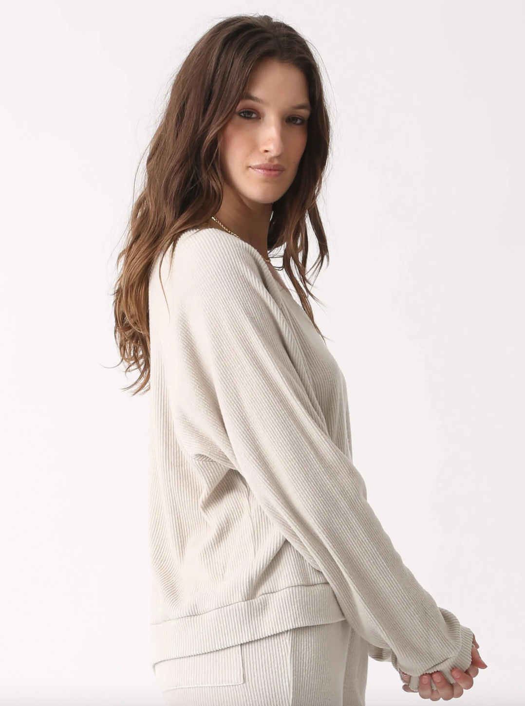 Cade Brushed Rib Pullover - Moon