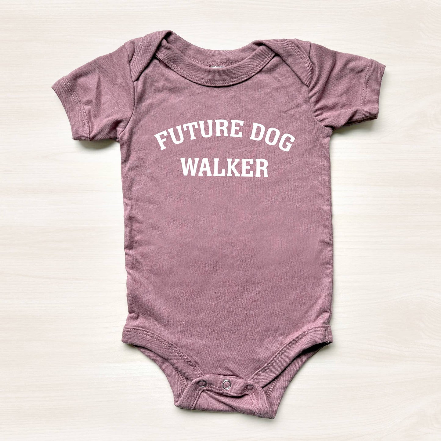Poppy & Lou - Future Dog Walker Baby Bodysuit: Heather Mauve / 6-12M