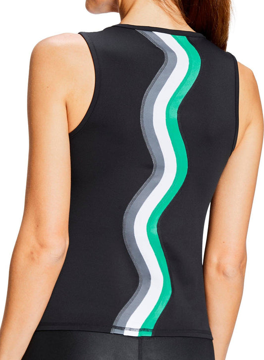 Swirl Sleeveless Top by Urban Savage - Black / Green