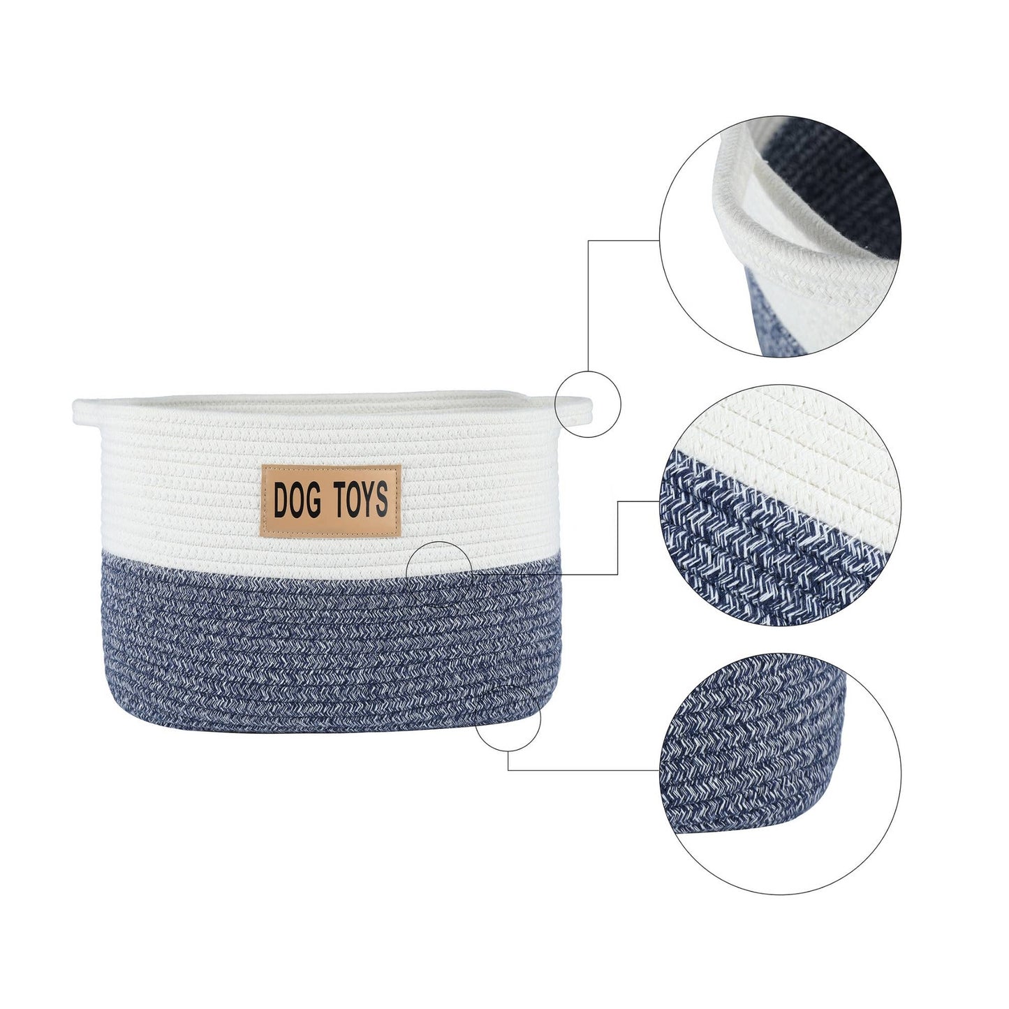 Midlee Designs - Midlee Two Tone Rope Dog Toy Storage Basket