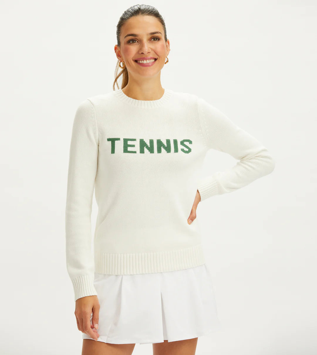 Tennis Sweater - Ivory/Green