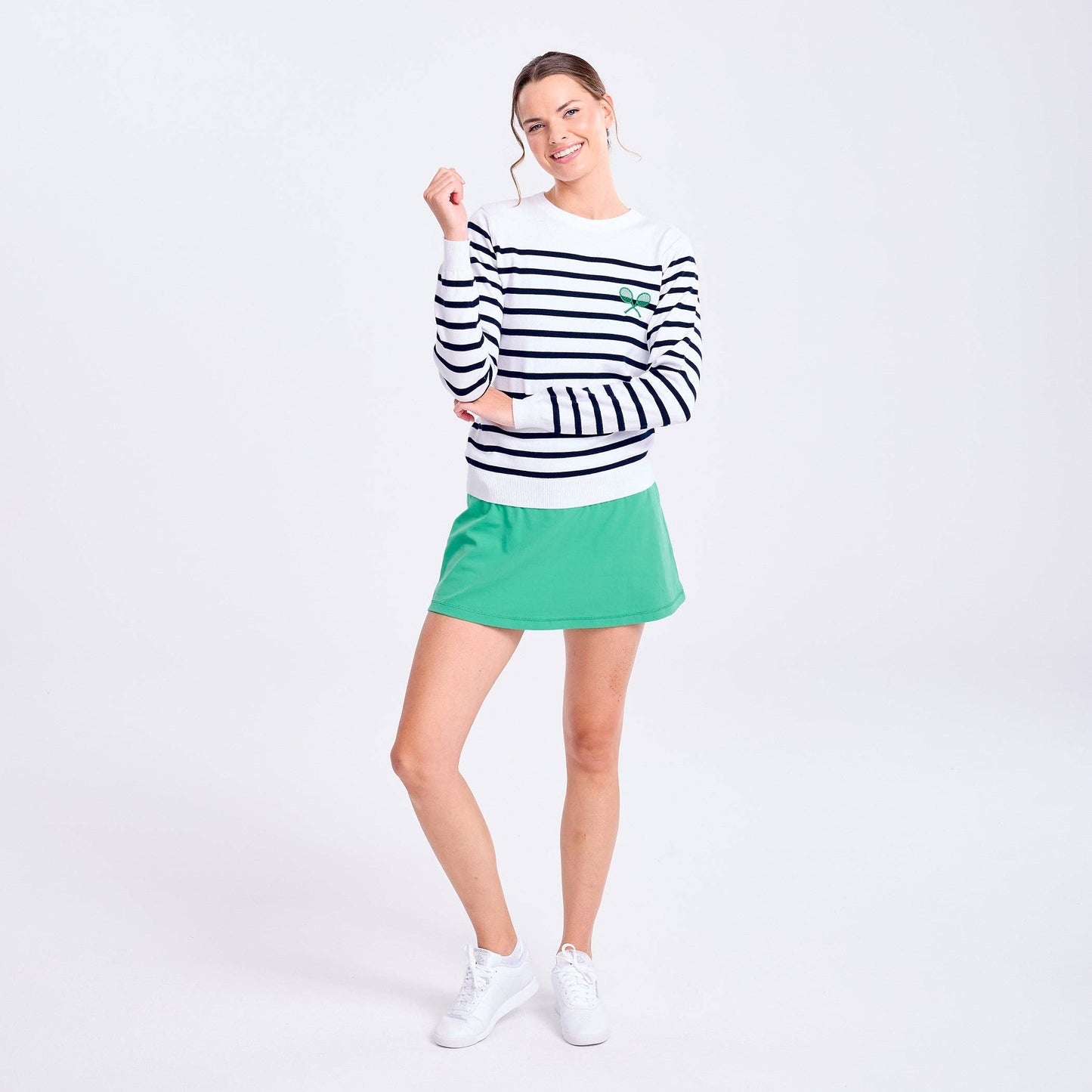 Ame & Lulu - Club Sport Sweater: Navy Rally Stripes