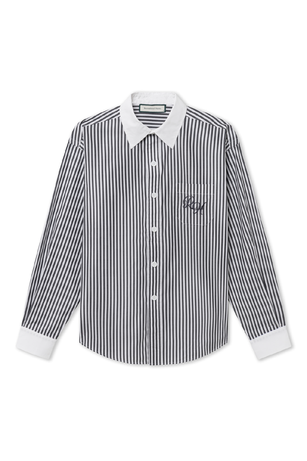 Recreational Habits - Martha Shirt in Black with Contrast Collar: M