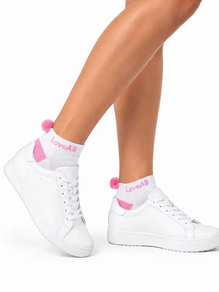 Love All Tennis Pom Pom Socks