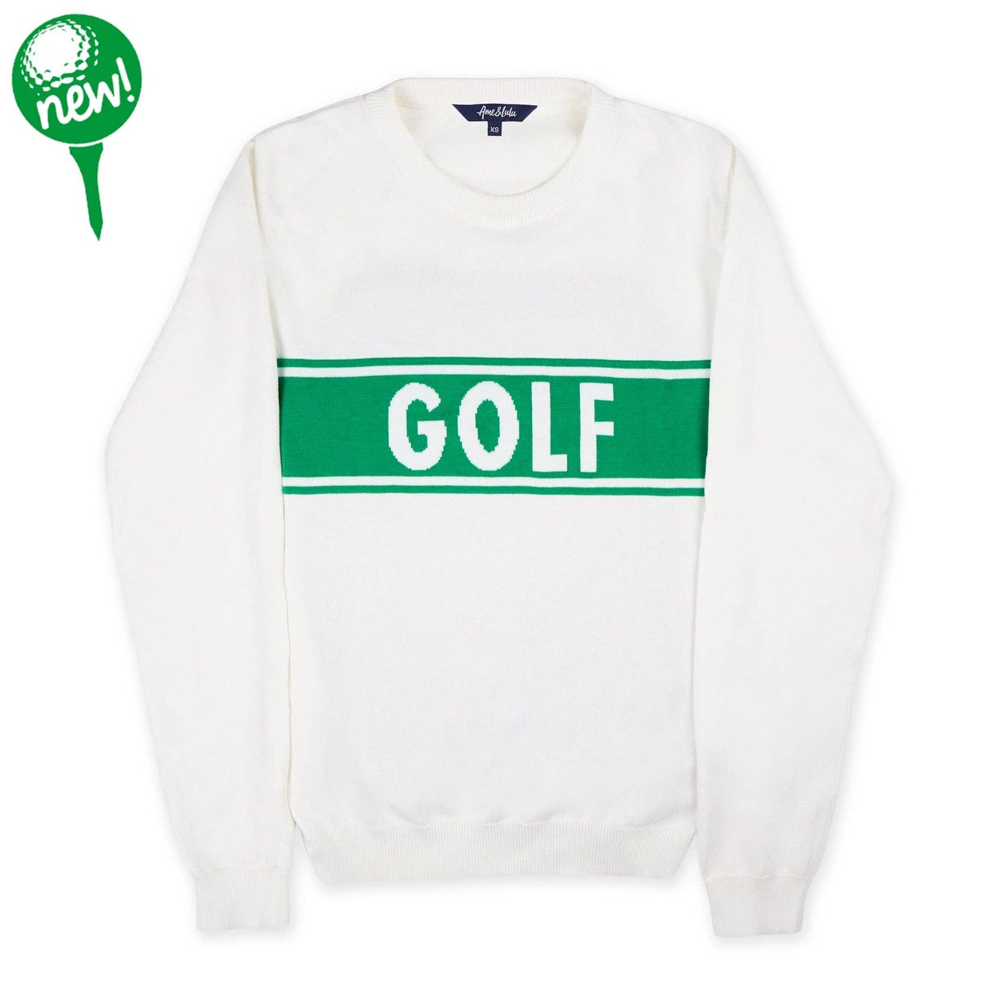 Club Sport Sweater: White / Green Golf