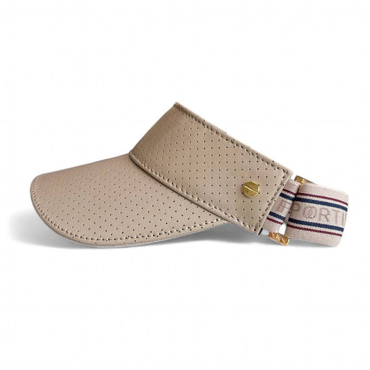 Fenix Sportier The Visor - Khaki Leather, Varsity Striped Elastic & Gold