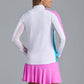 Color Block Print Long Sleeve Mock Neck Top