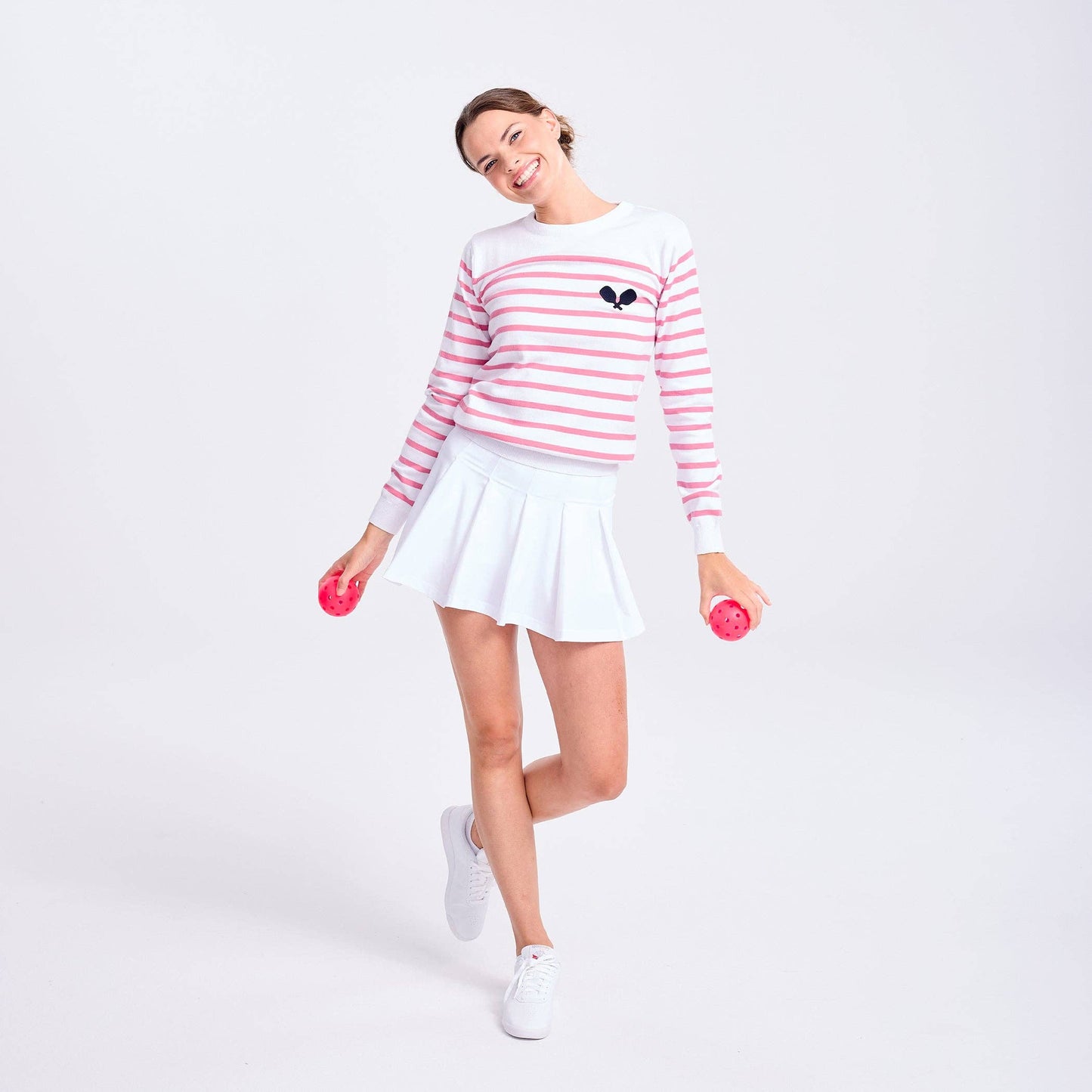 Club Sport Sweater: Pink / White Paddle Stripes