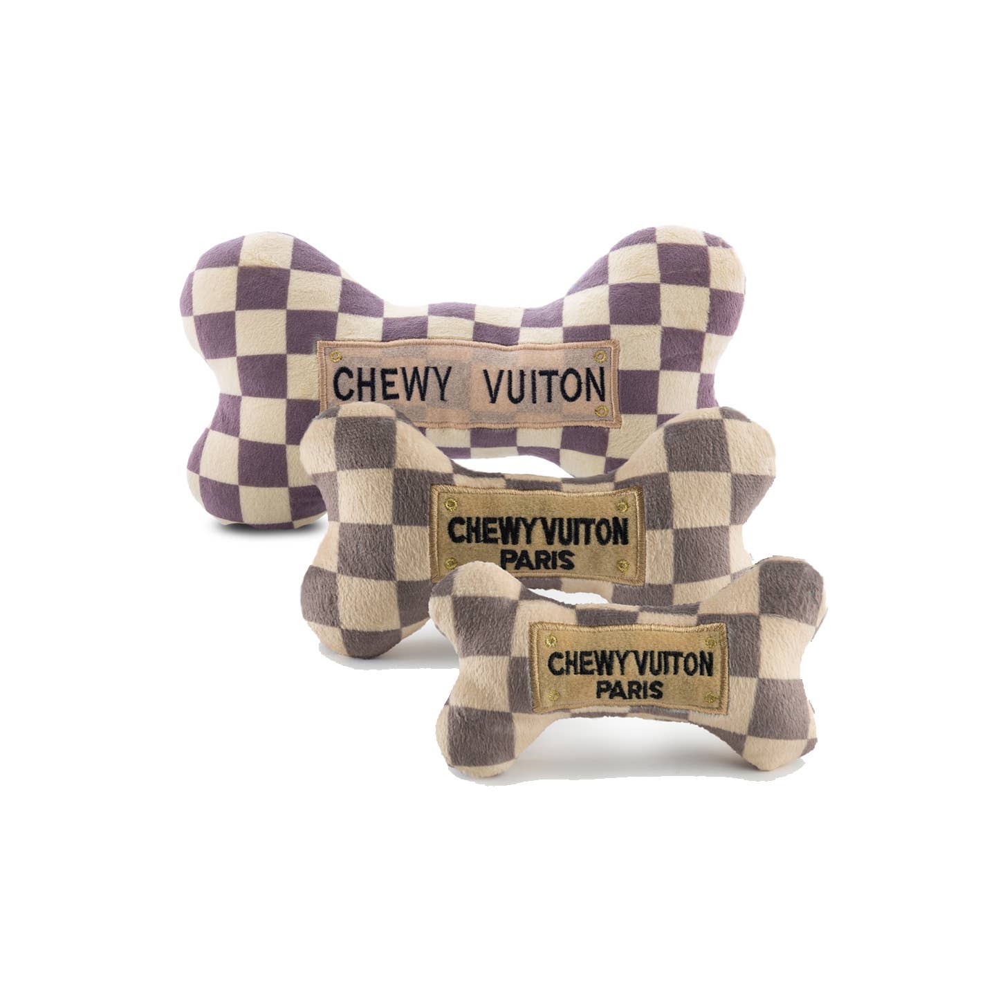 Haute Diggity Dog - Checker Chewy Vuiton Bones Squeaker Dog Toy: XL