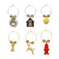 6-Piece A Dog's Life Painted Wine Charms