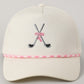 Pink Golf Clubs with Ribbon Embroidered Trucker Hat