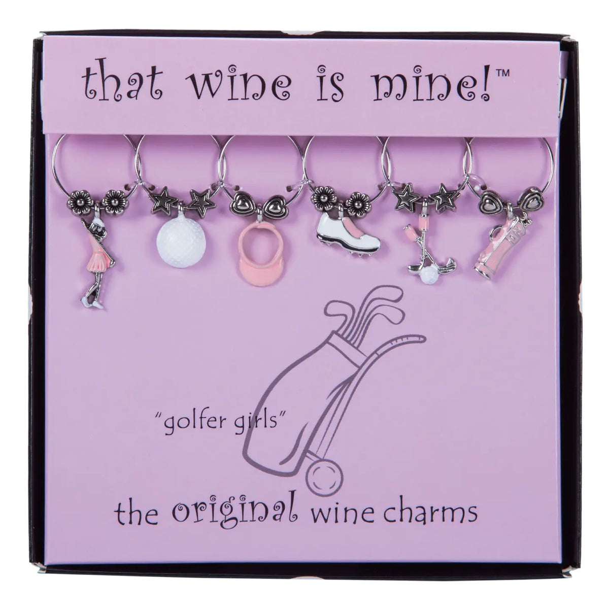 6-Piece Golfer Girls Painted Wine Charms