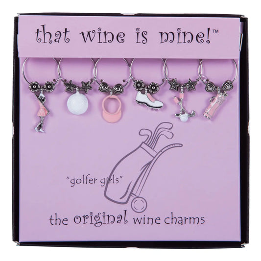 6-Piece Golfer Girls Painted Wine Charms