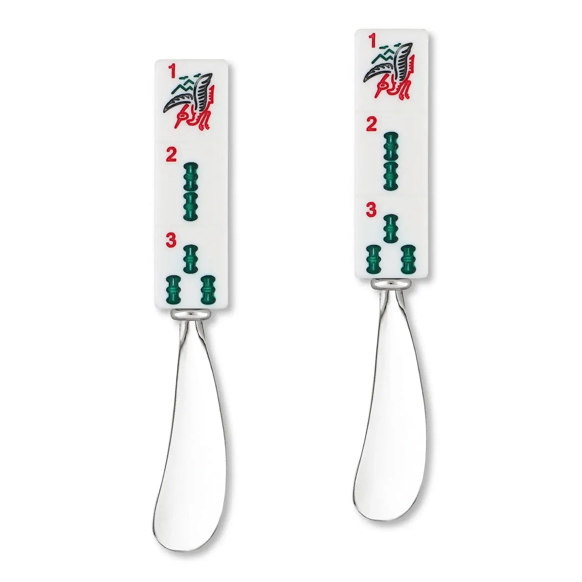 2-Piece Mahjong Bamboos Zinc Cheese Spreader