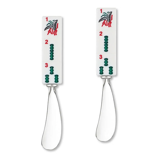 2-Piece Mahjong Bamboos Zinc Cheese Spreader