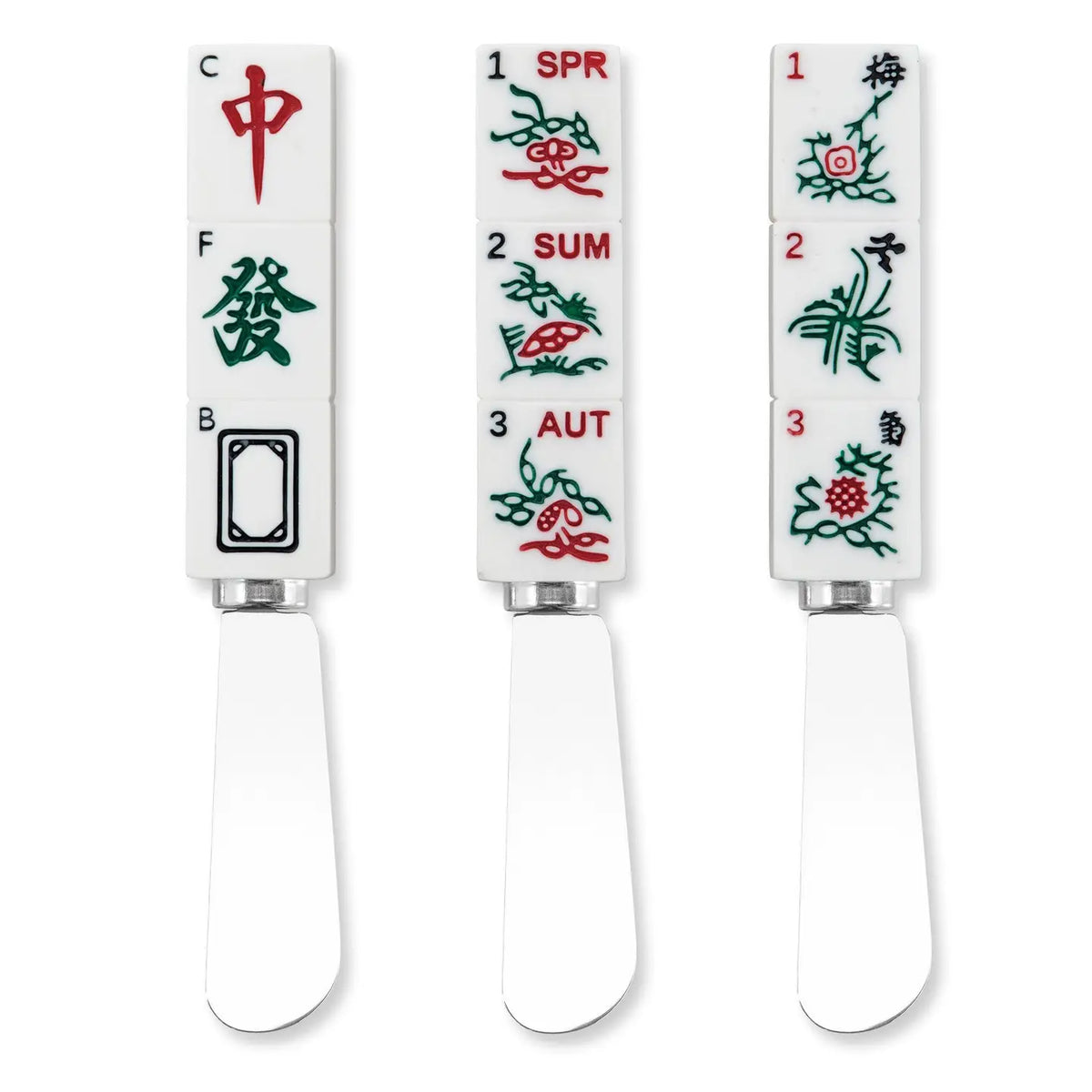 3-Piece Mahjong Nine Symbols Cheese Spreader