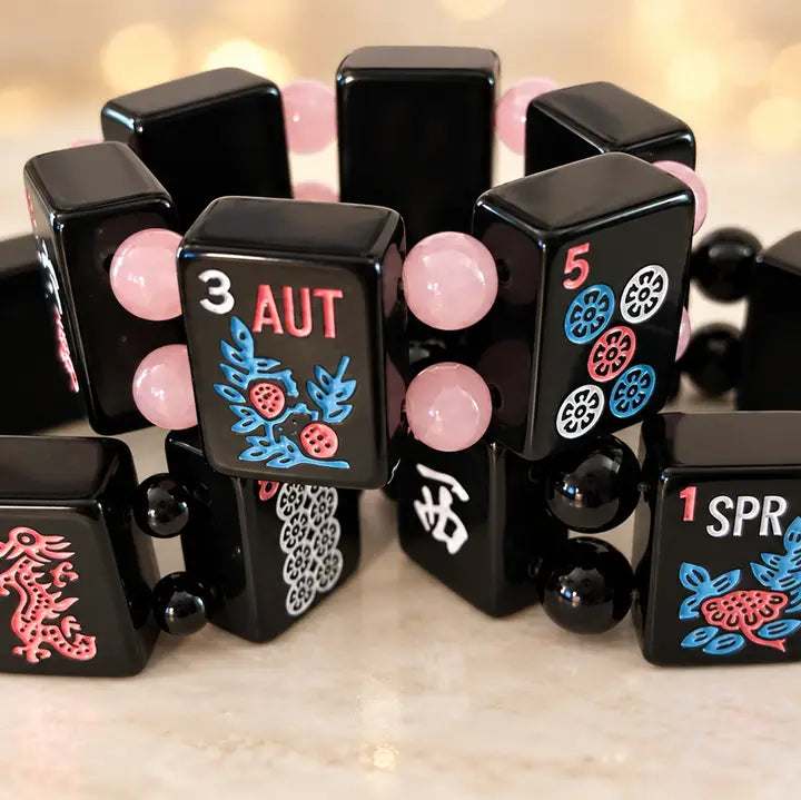 Black Mah Jongg Tile Bracelet | Gift for Mahjong Players