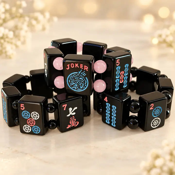 Black Mah Jongg Tile Bracelet | Gift for Mahjong Players