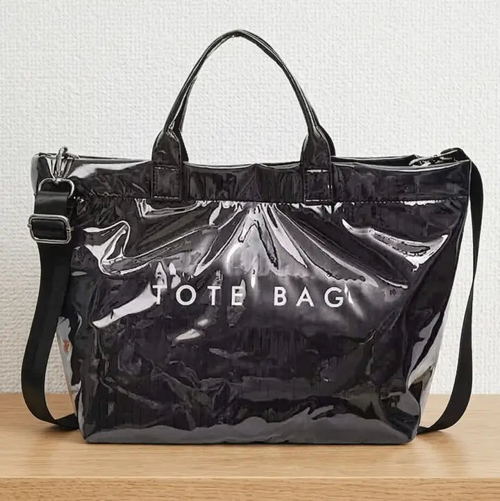 Black Vinyl TOTE BAG with Strap