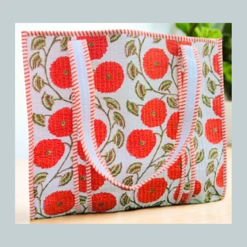 Waylon Orange Floral Print Tote Bag