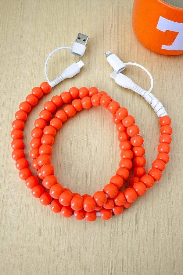 Orange Beaded Charging Cord