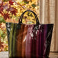 Dark Multicolor Striped Vinyl TOTE BAG