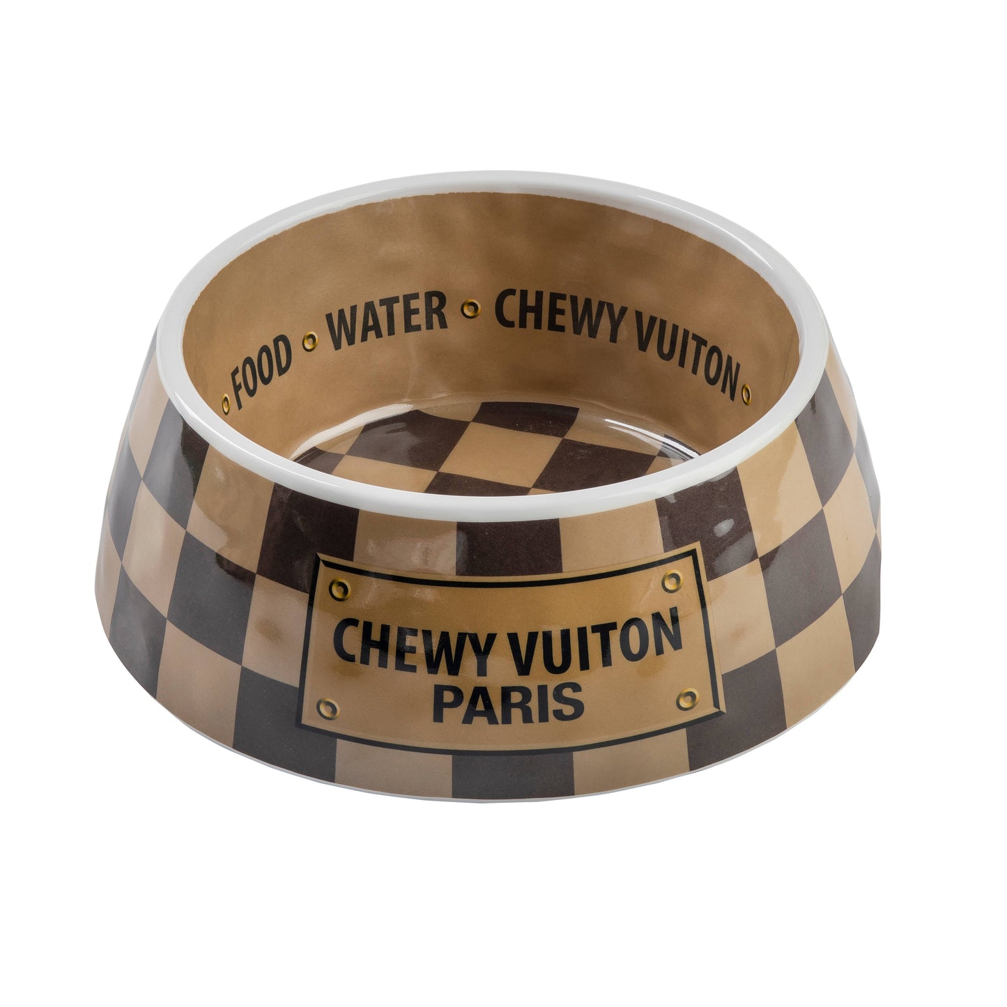 Haute Diggity Dog - Checker Chewy Vuiton Bowl - 3 Sizes!! Dog Bowls: Medium