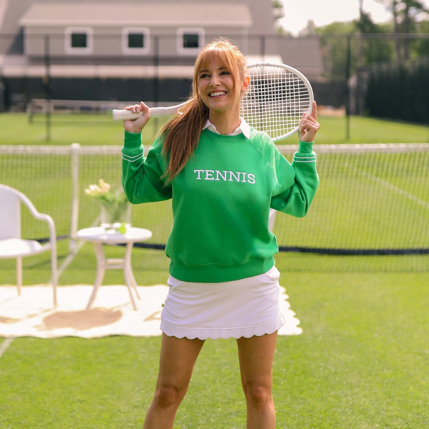 Green White Tennis Play All Sweatshirt