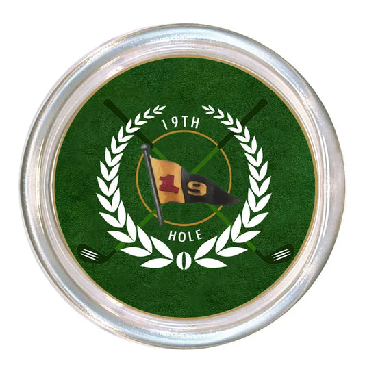 19th Hole Golf Coaster 5" Glass Coaster - Green