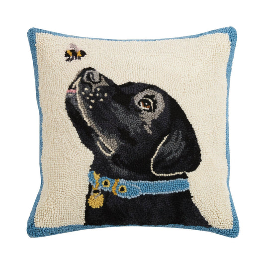 Peking Handicraft - Black Labrador Dog With Bee Hook Pillow - Mary Lake Thompson