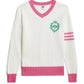 Pickleball Prep - Pink V-Neck Soft Sweater: M