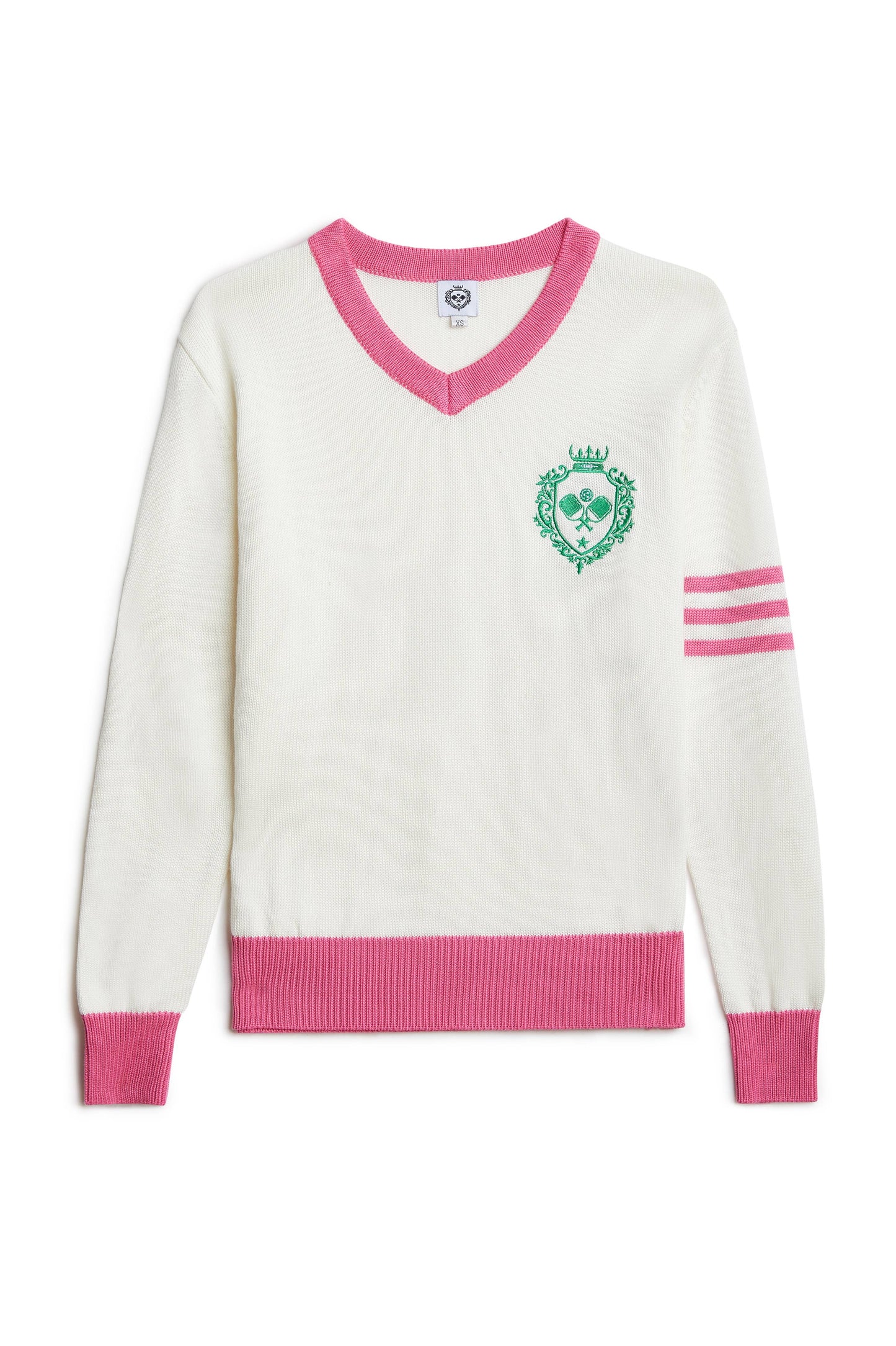 Pickleball Prep - Pink V-Neck Soft Sweater: M